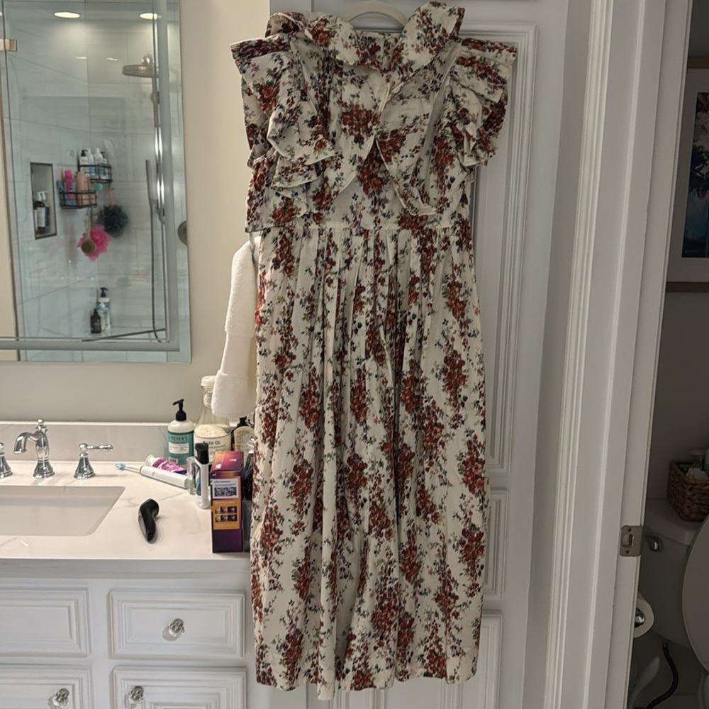 Tuckernuck Floral Mini Dress - Cream and Red